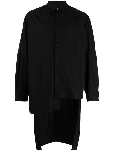 Shop Yohji Yamamoto Asymmetric Cotton Shirt In 黑色