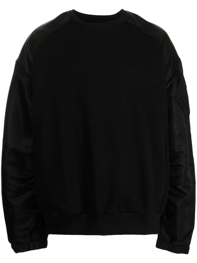 Shop Juunj Panelled Cotton Sweatshirt In 黑色
