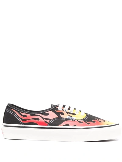 Shop Vans Flame-print Low-top Sneakers In Black