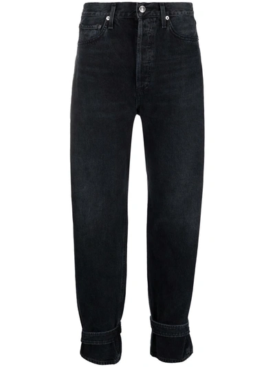 Shop Agolde Straight-leg Denim Jeans In 黑色