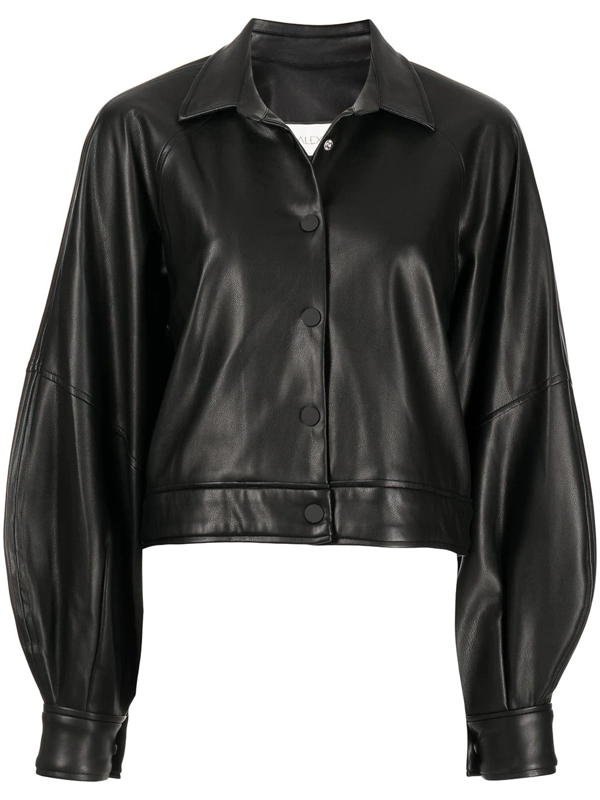 Alexis Cropped Faux-leather Jacket In 黑色 | ModeSens
