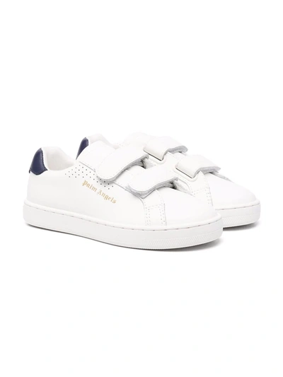 Shop Palm Angels Logo-print Leather Trainers In 白色