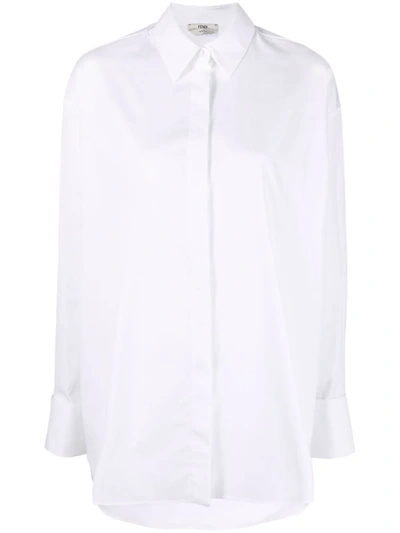 Shop Fendi Oversized Button-up Shirt In 白色