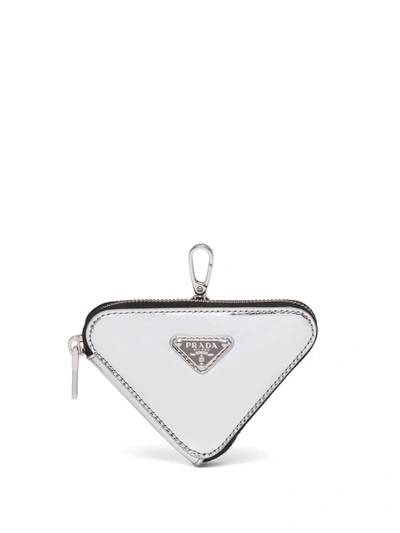 Saffiano Leather Mini Pouch Triangle Shape 1NR015_053_F0V98, Blue, One Size