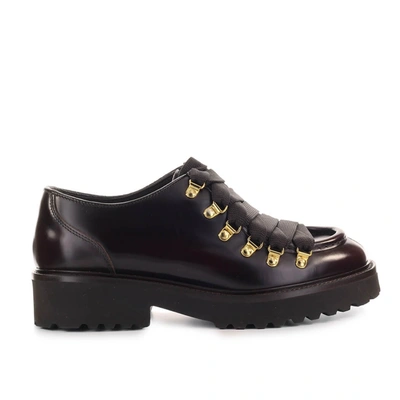 Shop Doucal's Burgundy Leather Derby Lace-up In Red