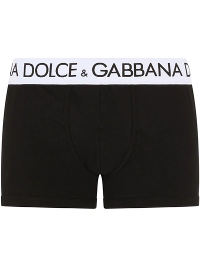 Shop Dolce & Gabbana Logo-waistband Boxer Briefs In Black
