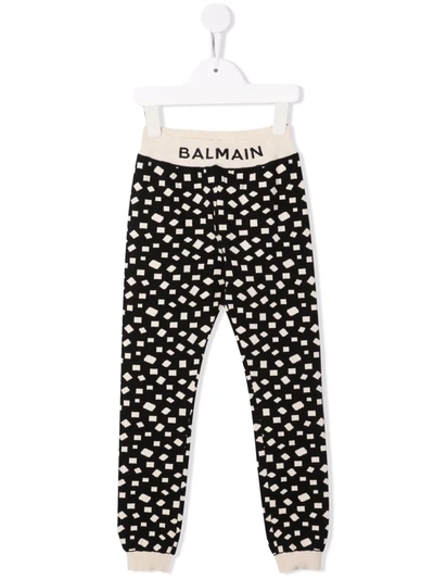 Shop Balmain Geometric Print Track Pants In Black