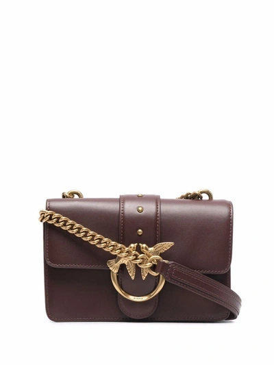 Shop Pinko Women's Burgundy Leather Shoulder Bag