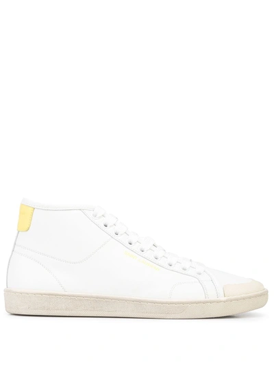 Shop Saint Laurent Sl 39 Mid-top Sneakers In White