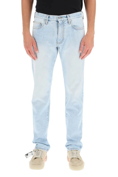 Shop Off-white Diag Slim Jeans In Bleach Blu (blue)