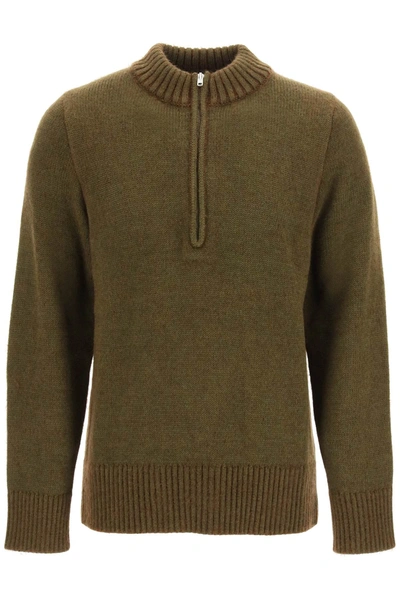 Shop Maison Margiela Half Zip Sweater In Military (khaki)