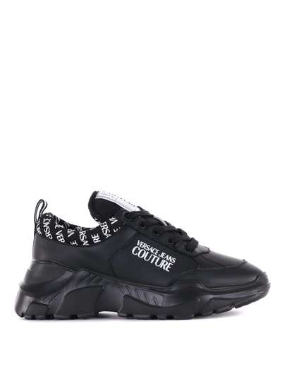 Shop Versace Jeans Couture Sneakers  In Pelle In Nero
