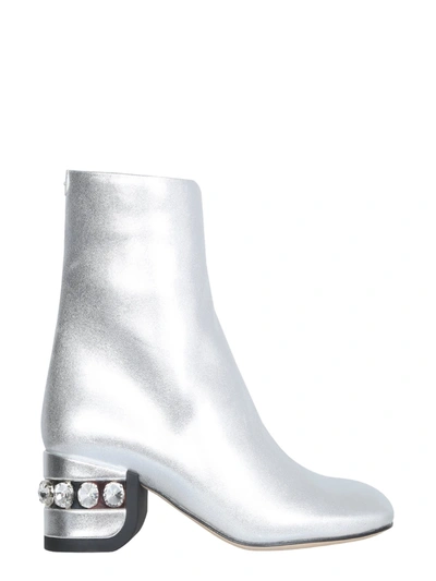 Shop Nicholas Kirkwood 55jj Crystal Boots In Argento