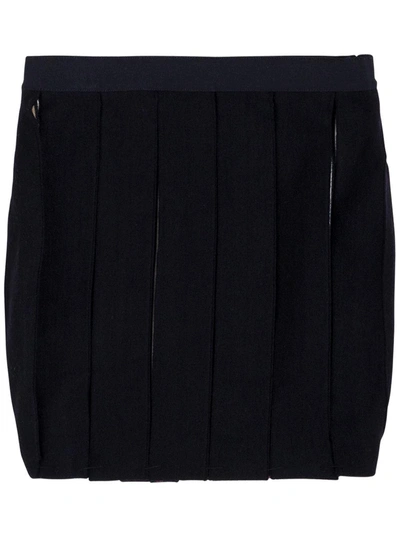 Shop Burberry Amelia Pleated Icon Stripe Blue Skirt