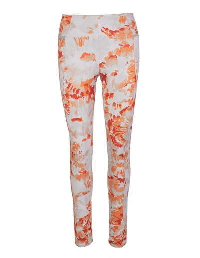 Shop Off-white White Leggings With Chine Flowers Print In Multicolore