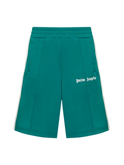 Shop Palm Angels Shorts In Forest Green White