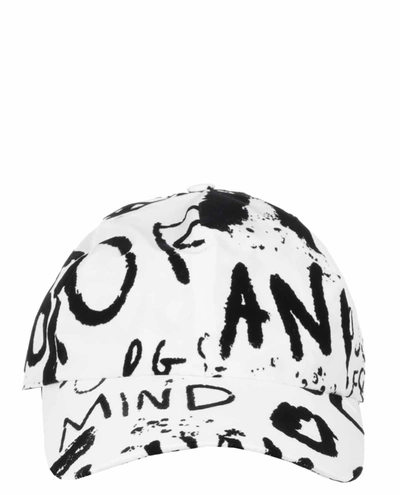 Shop Dolce & Gabbana White Graffiti Cap In Bianco/nero