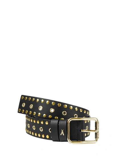 Shop Patrizia Pepe Leather Belt In Black / Gold