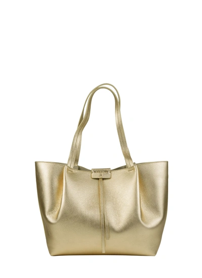 Shop Patrizia Pepe Leather Hobo Bag In Gold