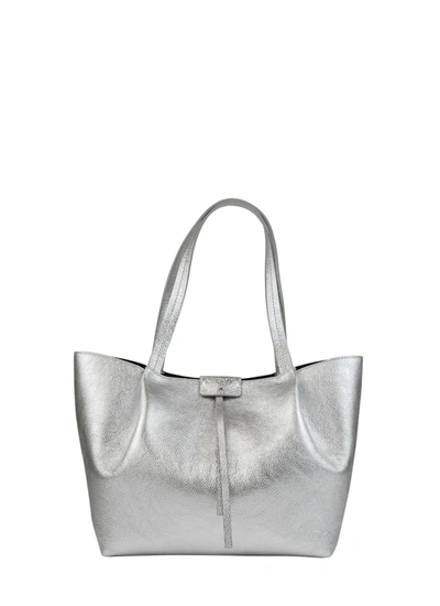 Shop Patrizia Pepe Leather Hobo Bag In Silver
