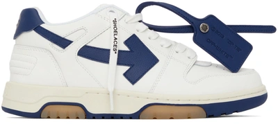Out Of Office White And Blue Leather Sneakers In White Dark Bl