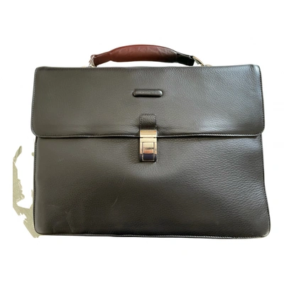 Pre-owned Piquadro Leather Satchel In Black