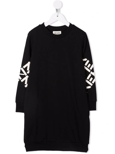 Shop Kenzo Logo-print Sleeve Dress In Black