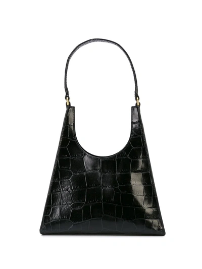 Shop Staud Textured Shoulder Bag In Black