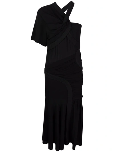 Shop Stella Mccartney Single-sleeve Midi Dress In Schwarz
