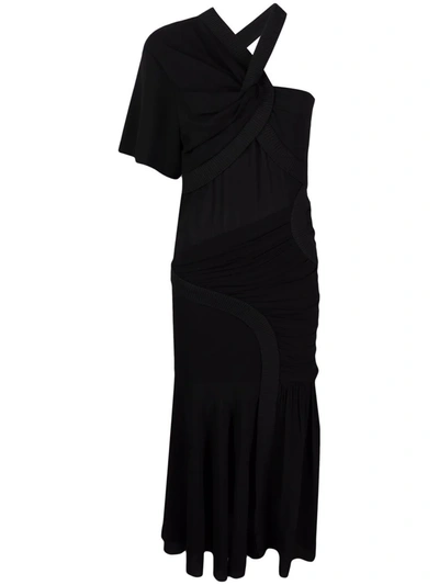 Stella Mccartney Emmeline Ruched Jersey Midi Dress In Schwarz