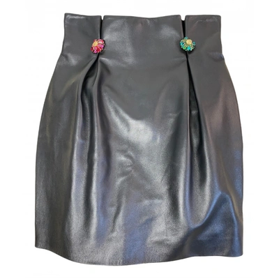 VERSACE Pre-owned Leather Mini Skirt In Black