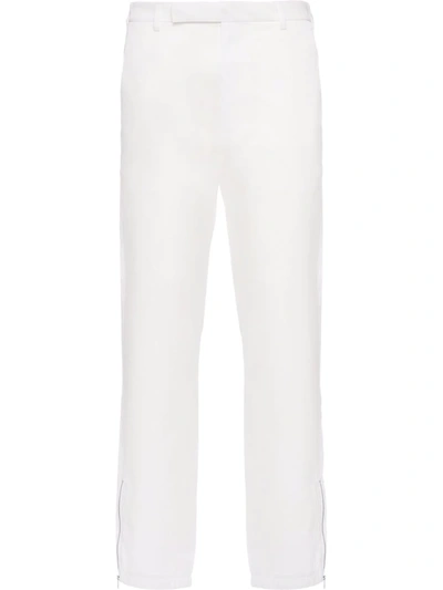 Shop Prada Re-nylon Straight-leg Trousers In Weiss