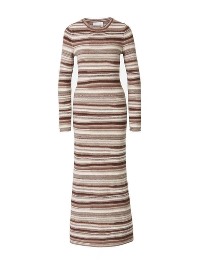 Shop Chloé Striped Fitted Knit Maxi Dress In Multi