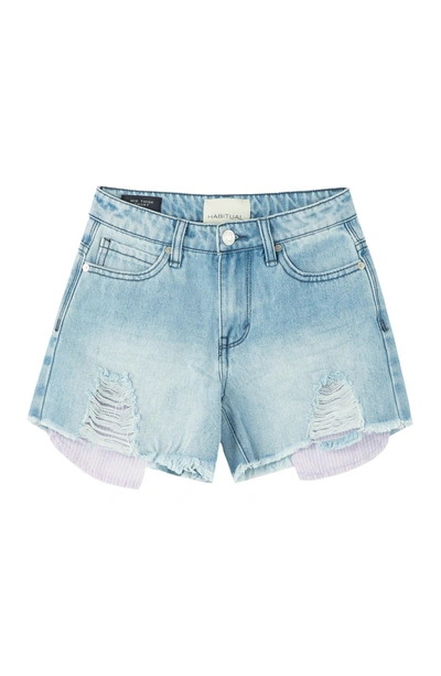 Shop Habitual Girl Kids' Zuri Ripped Denim Shorts In Light Stone