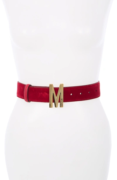 Shop Moschino Logo Monogram Buckle Belt In Fantasy Print Red