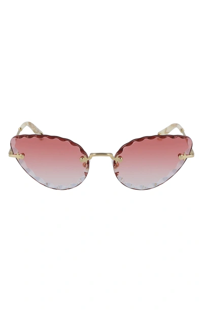 Shop Chloé ́ Rosie 60mm Gradient Cat Eye Sunglasses In Gradient Coral/ Gold