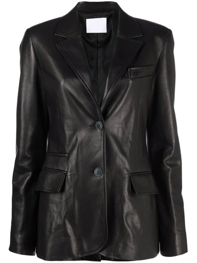 Shop Drome Black Single-breasted Leather Blazer In Nero