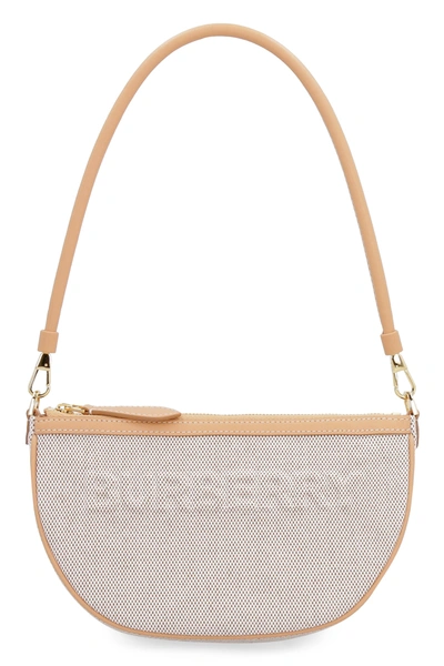 Shop Burberry Logo Embossed Shoulder Bag In Beige