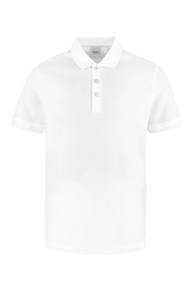Shop Burberry Piqué Polo Shirt In White