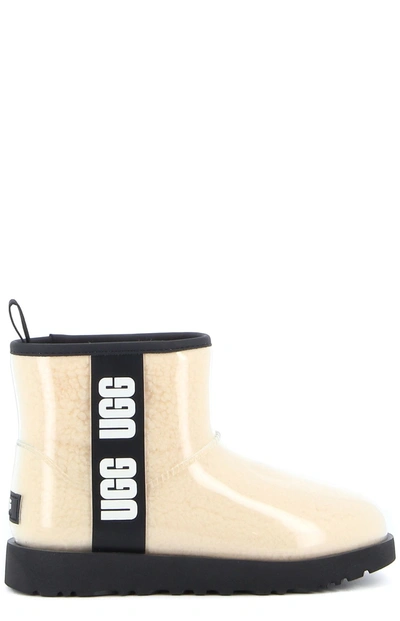 Shop Ugg Classic Clear Mini Ankle Boots In Beige