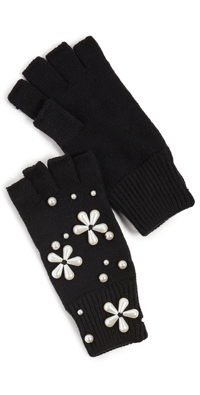 Shop Lele Sadoughi Imitation Pearl Snowflake Fingerless Knit Gloves