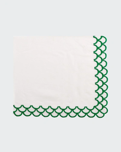 Shop Nomi K Green-hand Embroidered Peacock Napkin - 24"