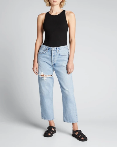 Shop Agolde 90s Cropped Jeans In Echo (wshed Lt