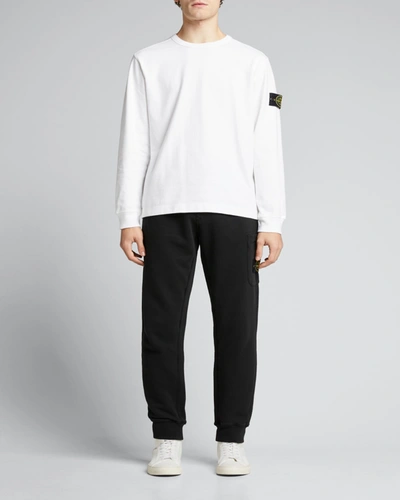 Shop Stone Island Men's Crewneck Sweatshirt With Patch In White