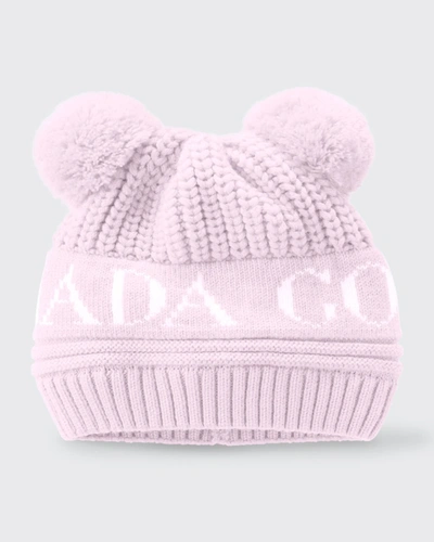 Shop Canada Goose Kid's Double Pompom Beanie Hat, Baby In Pink