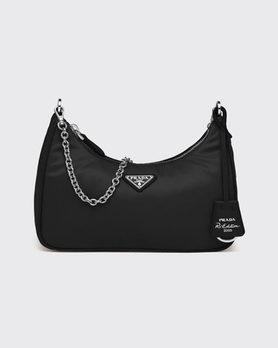 Prada Re-edition 2005 Nylon Chain Shoulder Bag In Black | ModeSens