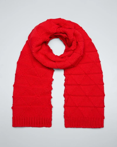 Shop Bottega Veneta Single Crochet Knit Wool Scarf In Red