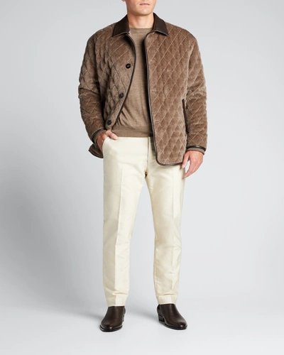 Shop Agnona Men's Spazzolino Quilted Equestrian Jacket In Taupe