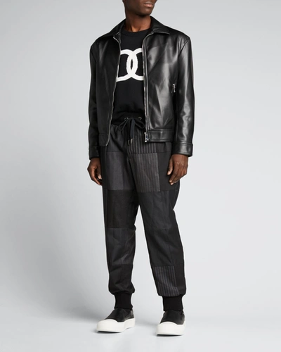 Shop Dolce & Gabbana Patchwork Pinstripes Jogger Pants In Dark Grey