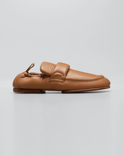 Shop Dries Van Noten Men's Padded Leather Loafers In Beige